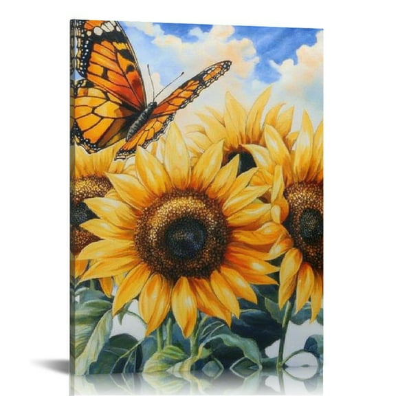 ZFLMY Sunflowers Butterfly Canvas Wall Art Home Decor Prints 12x16in