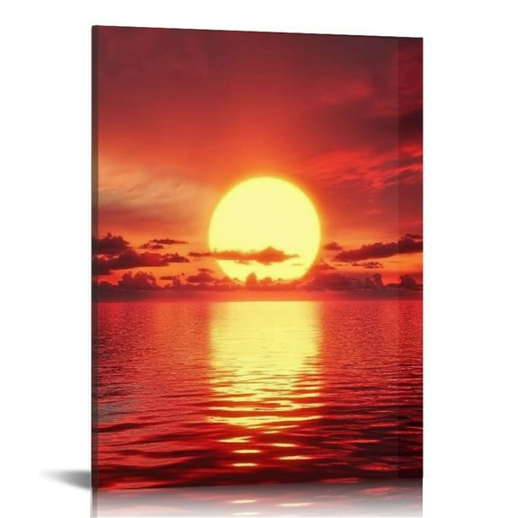 ZFLMY Sunset Clouds Water Art Modern Canvas Prints Ready to Hang Wall Decor for Home Living Room Bathroom Bedroom Office 12x16in