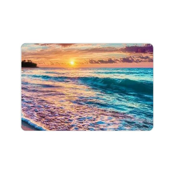 ZFLMY Sunset Ocean Beach Diatom Mud Mat Non-Slip Home Rug 24x16in