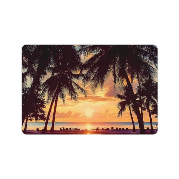 ZFLMY Sunset Palm Trees Beach Diatom Mud Mat Non-Slip Home Rug 24x16in