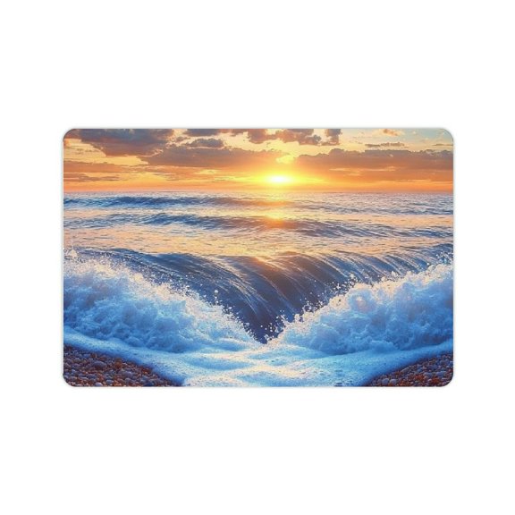 ZFLMY Sunset Waves Beach Diatom Mud Bath Mat Quick Drying Home Use 24x16in