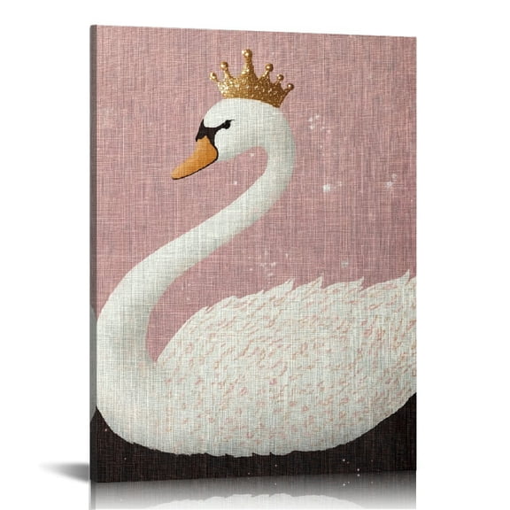 ZFLMY Swan Crown Magical Canvas Prints Wall Art Home Decor 12x16in