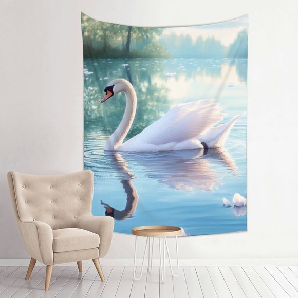ZFLMY Swan Lake Forest Tapestry Wall Hanging Home Decor 100% Polyester 30*40in