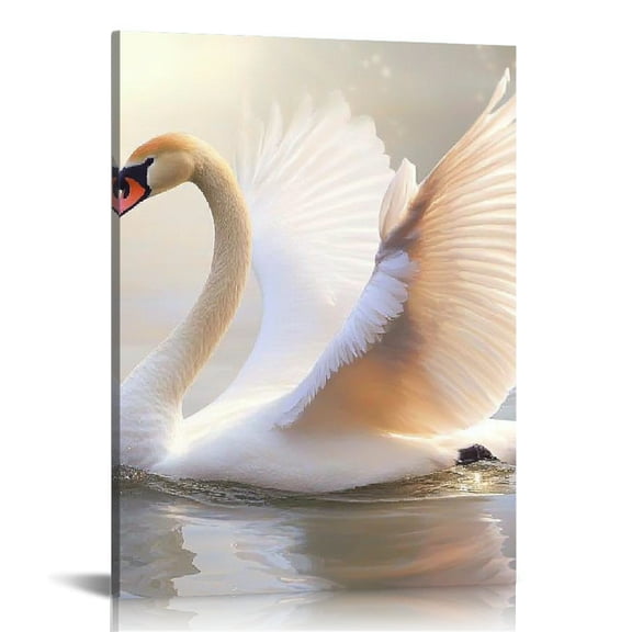 ZFLMY Swan Water Wings Wall Decor Art Modern Canvas Prints Home Decor Living Room Bathroom Office, Ready to Hang Fashion Kitchen Pictures 12x16in