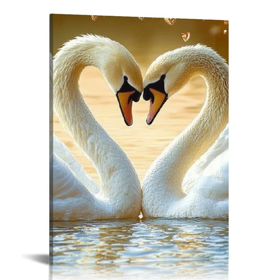 ZFLMY Swans Heart Love Canvas Wall Art Home Decor 12x16 16x20 12x16in