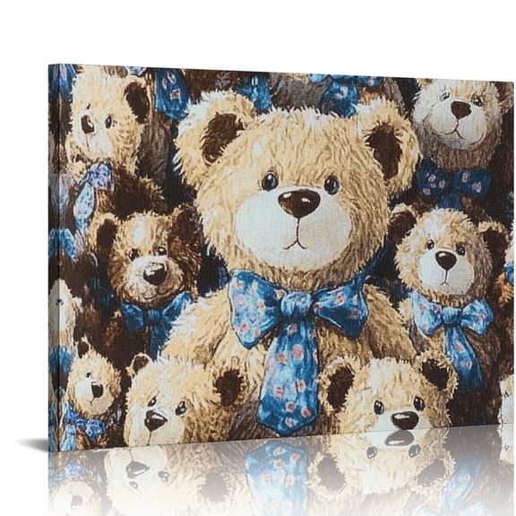 ZFLMY Teddy Bear Canvas Prints Wall Art Ready To Hang Home Decor 16x12in