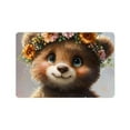 thumbnail image 1 of ZFLMY Teddy Bear Flower Crown Furry Art Bath Mat Quick Drying 24x16in, 1 of 5