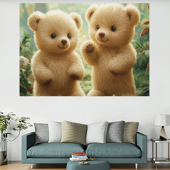 ZFLMY Teddy Bears Forest Cute Tapestry 100% Polyester for Bedroom Living Room Dorm Wall Art Decorative Hanging, Various Sizes Available 60x40in