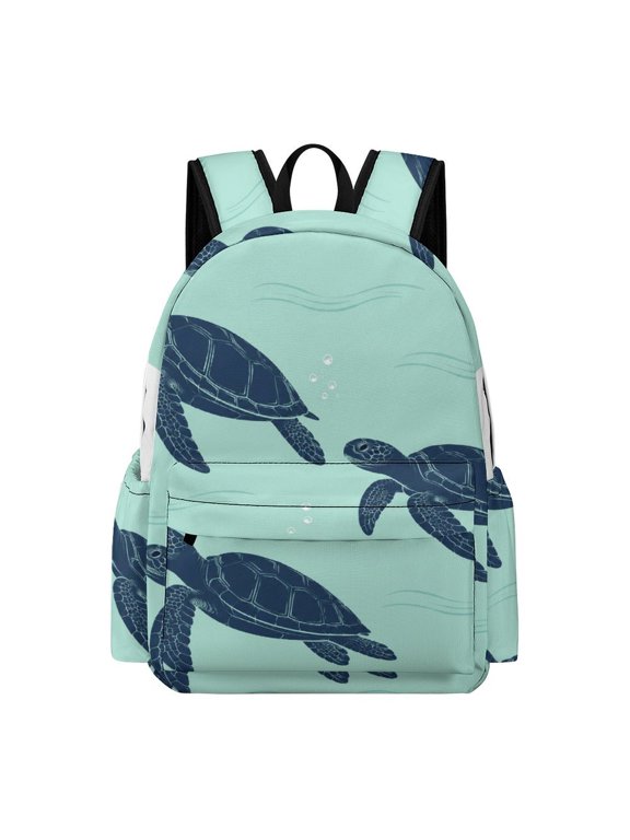 Three Sea Turtle Silhouettes Printed Oxford Backpack, Large Capacity Laptop Backpack, Water Resistant, Travel Daypack for College Work Commuting Adults,