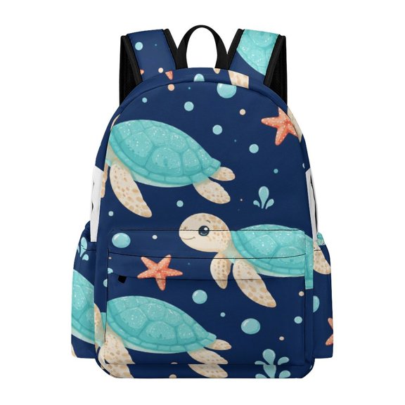 ZFLMY Three Sea Turtles Starfish Printed Oxford Backpack, Large Capacity Laptop Backpack, Water Resistant, Travel Daypack for College Work Commuting Adults,
