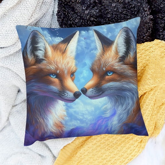 ZFLMY Throw Pillow Cover Foxes Eyes Blue Sky Couch Decor for Home Sofa - Set of 1, Linen, 3 Sizes Available 20x20in