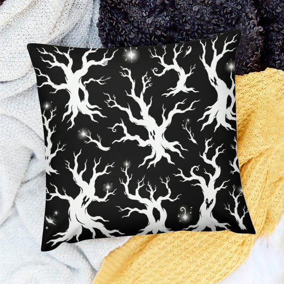 ZFLMY Throw Pillow Covers White Spooky Tree Silhouette Clipart  Linen house Decor Cushion Covers Great Gift Sofa Bed Bedroom Car Linen 100%
