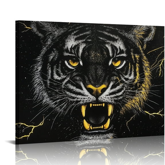 ZFLMY Tiger Lightning Bolts Canvas Wall Art Decor for Home, Living Room, Bedroom, Office - Ready To Hang Room Home Art Decor 16x12in