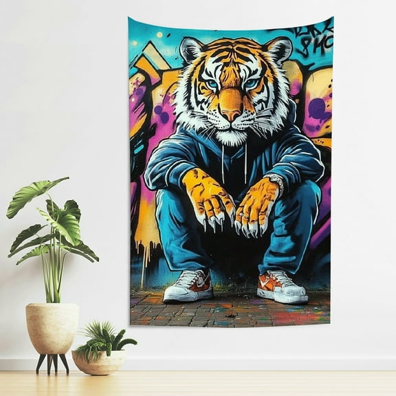 ZFLMY Tiger Print Tapestry Wall Hanging Home Decor Art 4 Sizes 40*60in