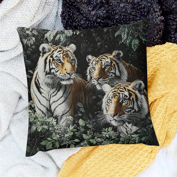ZFLMY Tigers Forest Throw Pillow Cover for Home Sofa Couch Indoor 24x24in