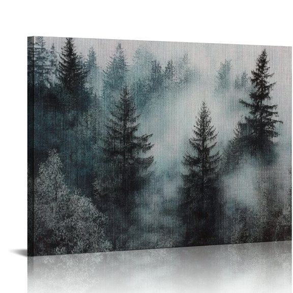 ZFLMY Trees Fog Wall Art Canvas Wall Decor for Bedroom Kitchen Ready To Hang Room Home Art Decor 20x16in