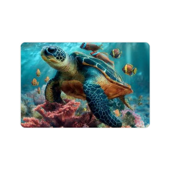 ZFLMY Turtle Coral Reef Fish Diatom Mud Mats Non-Slip Home Fast Absorption 24x16in