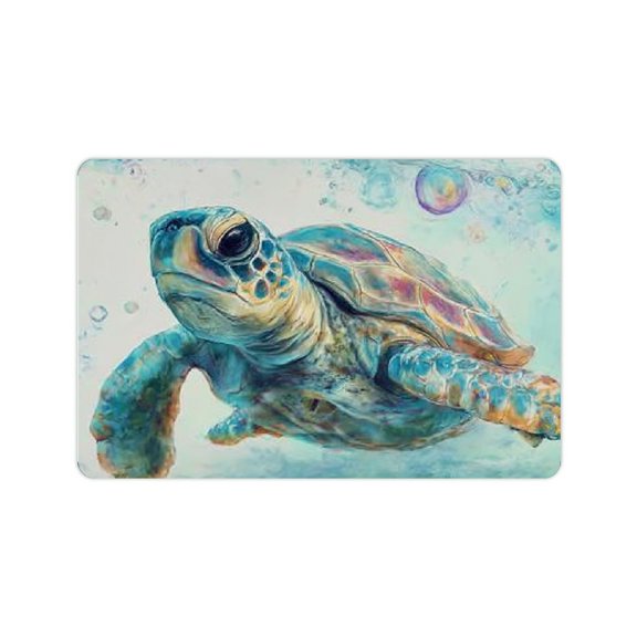 ZFLMY Turtle Water Bubbles Fast Absorption Bath Mat Eco-Friendly 24x16in