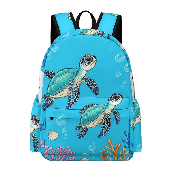 ZFLMY Two Sea Turtles Printed Oxford Backpack, Large Capacity Laptop Backpack, Water Resistant, Travel Daypack for College Work Commuting Adults,