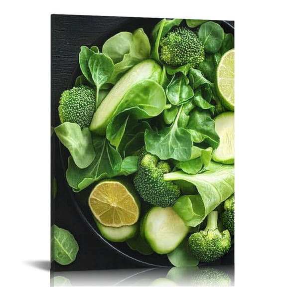 ZFLMY Vegetables Greens Lime Canvas Print Wall Art Decor for Home Office Living Room Bedroom Bathroom, Perfect Gift Idea for Various Occasions, 12x16/16x20 Inches 16x20in