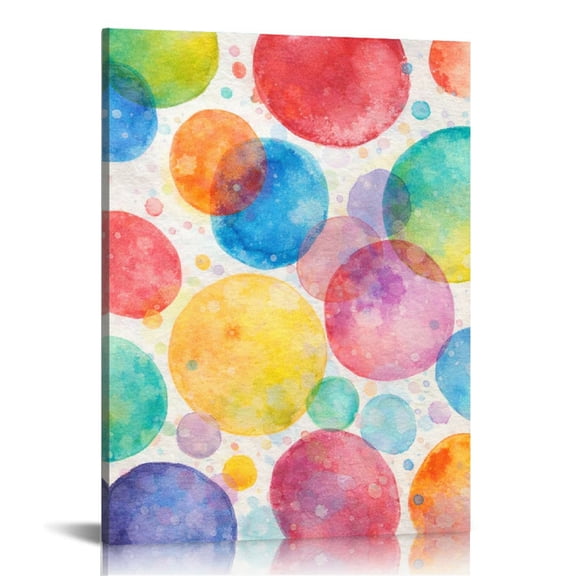 ZFLMY Watercolor Colorful Bubbles Wall Art, Vertical HD Print Framed Canvas Wall Art, Wall Art Ready Hang Bedroom Dorm Living Room