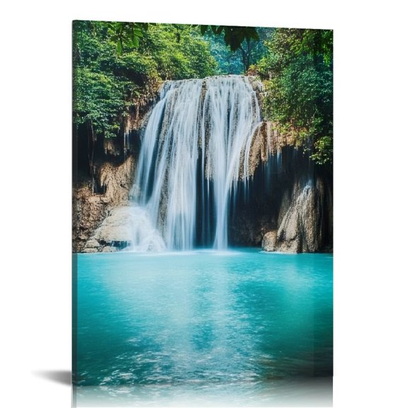 ZFLMY Waterfall Blue Pool Man Canvas Wall Art Home Decor 12x16 12x16in