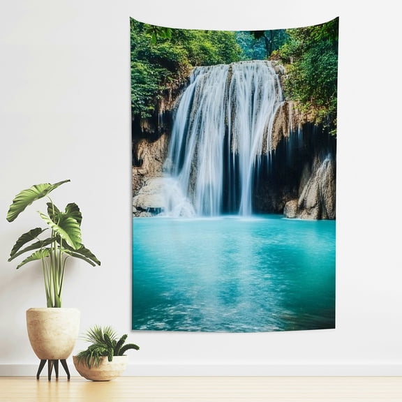 ZFLMY Waterfall Blue Pool Man Tapestry Wall Hanging Home Decor 40*60in