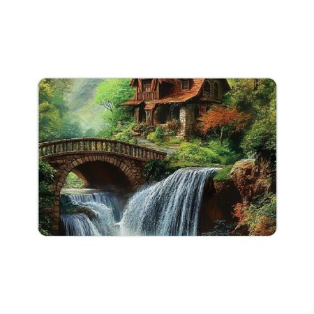 ZFLMY Waterfall Bridge House Diatom Mud Mats Non-Slip Home Rug 24x16in