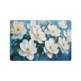 thumbnail image 1 of ZFLMY White Flowers Diatom Mud Bath Mat Rug | Quick Drying & Absorbent Home Decor for Bathroom, Kitchen, Living Room | Rubber Backing for Skid-Resistant Safety | Easy to Store, Perfect Gift 24x16in, 1 of 5