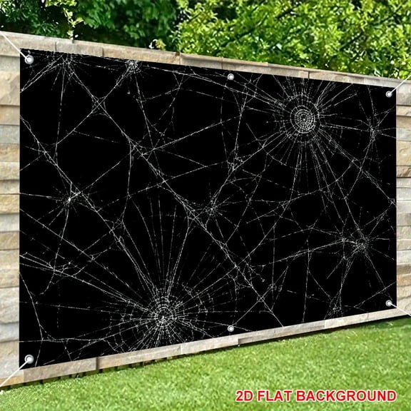 ZFLMY White Spider Web Seamless Texture Large Banner for Home Decor, Polyester Celebrate Photography Background Party, Backdrop Banner Decor Indoor Outdoor