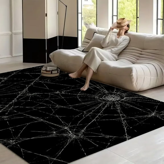 ZFLMY White Spider Web Seamless Texture soft anti slip carpet Washable Area Rug for Living Room, Non Slip Large Decor Carpet for Bedroom Dining Office