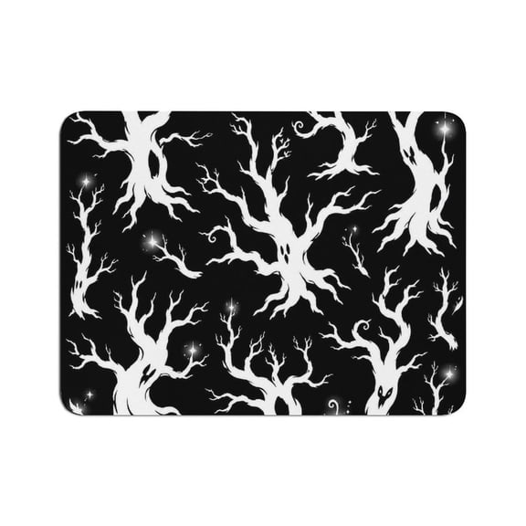 ZFLMY White Spooky Tree Silhouette Clipart Mouse Pad, Square Smooth Surface Desk Mat, Stitched Edge for Office, Laptop, Computer, Home