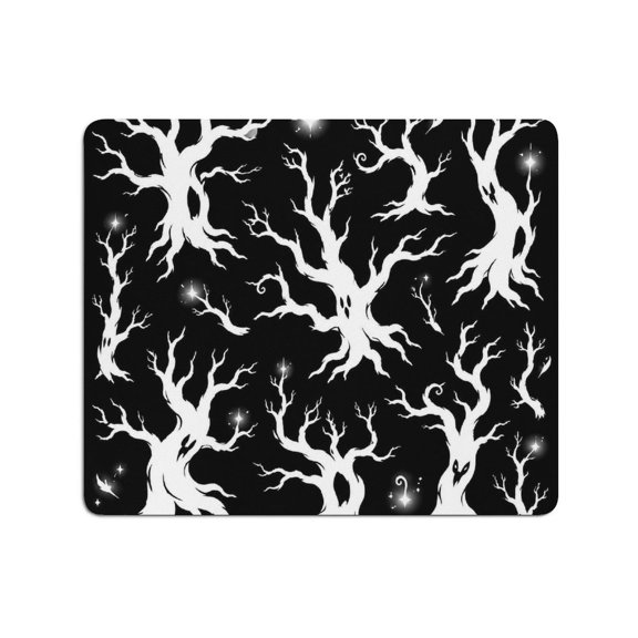 ZFLMY White Spooky Tree Silhouette Clipart Mouse Pad, Square Smooth Surface Desk Mat, Stitched Edge for Office, Laptop, Computer, Home