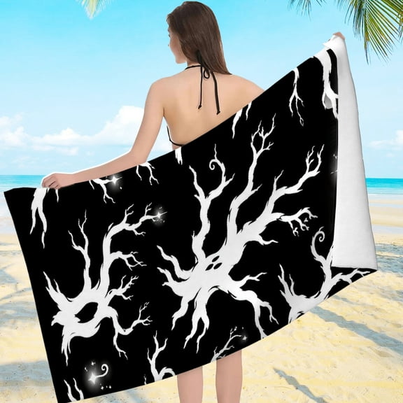 ZFLMY White Spooky Tree Silhouette Clipart  Sand Free, Ultra-Soft Microfiber Machine Washable Beach Pool Great Gift