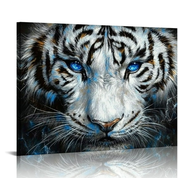 ZFLMY White Tiger Canvas Wall Art Decoration is suitable for bedrooms, living rooms, dormitories, bathrooms 16x12in