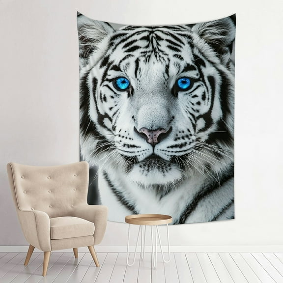 ZFLMY White Tiger Print Tapestry Wall Hanging Home Decor 4 Sizes 30*40in