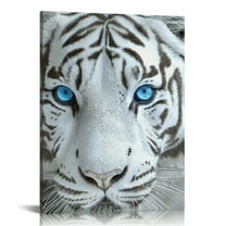 ZFLMY White Tiger Wall Decor for Home Office, Canvas Print Art for Living Room Bedroom Bathroom, Unique Gift Idea 12x16in