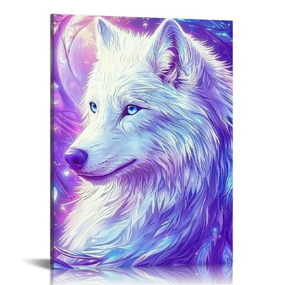 ZFLMY White Wolf Blue Eyes Canvas Wall Art Home Decor 12x16 16x20 12x16in