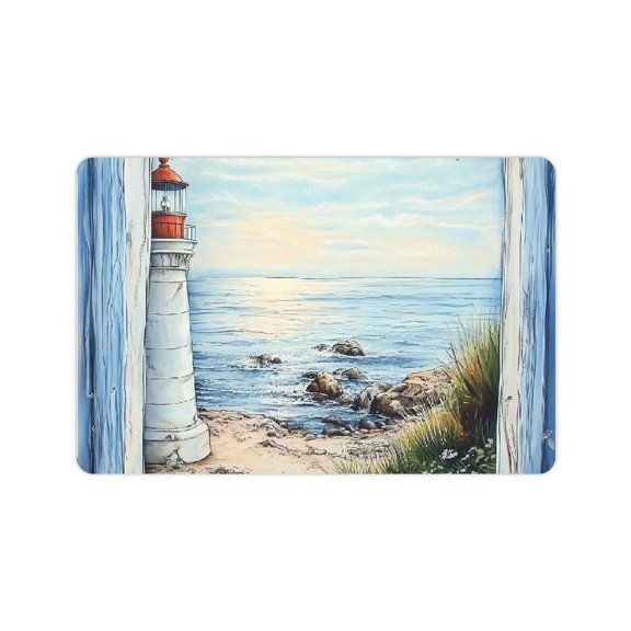 ZFLMY Window Ocean Lighthouse Diatom Mud Mats Non-Slip Home Rug 24x16in