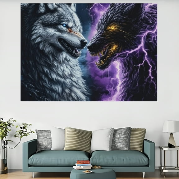ZFLMY Wolf Lightning Art Tapestry and Wall Decoration 100% Polyester Wall Hanging for Decorative Bedroom Living Room - Various Sizes Available 60x40in