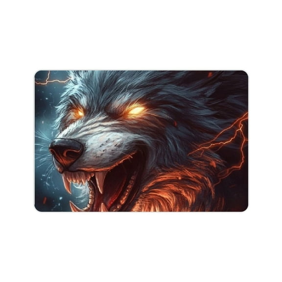 ZFLMY Wolf Lightning Teeth Diatom Mud Bath Mat Quick Drying & Absorbent Rubber Backing Home Use 24x16in