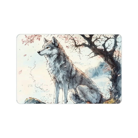 ZFLMY Wolf Rock Tree Diatom Mud Mats Non-Slip Home Rug 24x16 24x16in