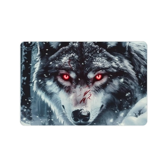 ZFLMY Wolf Snow Red Eyes Diatom Mud Bath Rug Home Fast Absorption 24x16in