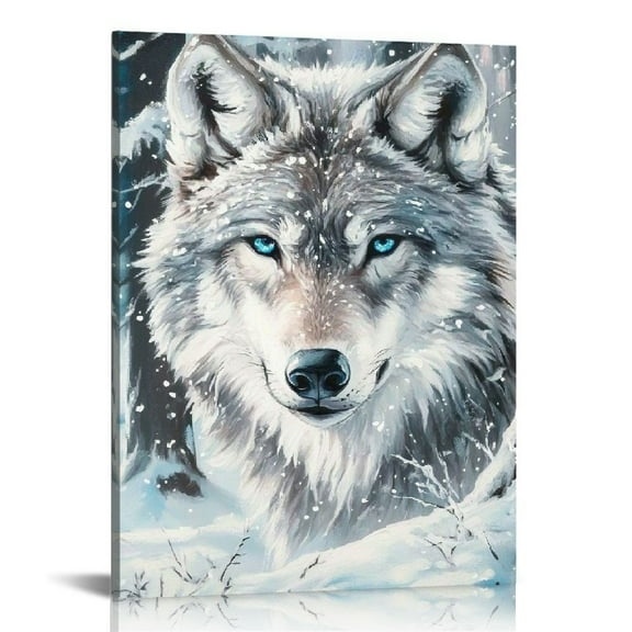 ZFLMY Wolf Snow Trees Canvas Wall Art for Home Decor Living Room Kitchen Bedroom Office, Ready to Hang, Fashion Wall Pictures, Perfect Gift Idea 12x16in