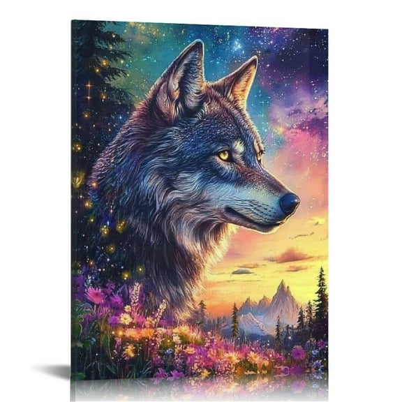 ZFLMY Wolf head animal canvas wall art decoration is suitable for bedroom, living room, dormitory, bathroom 16x20in