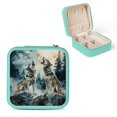 thumbnail image 1 of ZFLMY Wolves Rock Moon Jewelry Box for Necklace, Ring, Earring - Compact Travel Size with Multiple Storage Spaces Green, 1 of 5