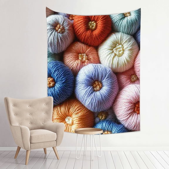 ZFLMY Yarn Balls Flowers Tapestry Wall Hanging Art for Home Decor 30*40in