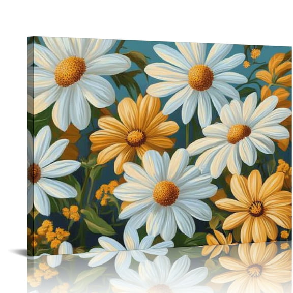 ZFLMY Yellow Flowers Print On Canvas Wall Decor For Bedroom Kitchen, Ready To Hang Home Art Decor 20x16in