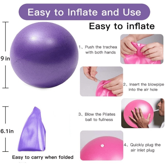 ZFMini Yoga Balls 9 Inch Exercise Pilates Balance Barre Equipment for Home Stability Squishy Training PhysicalCore Training(6 PCS)