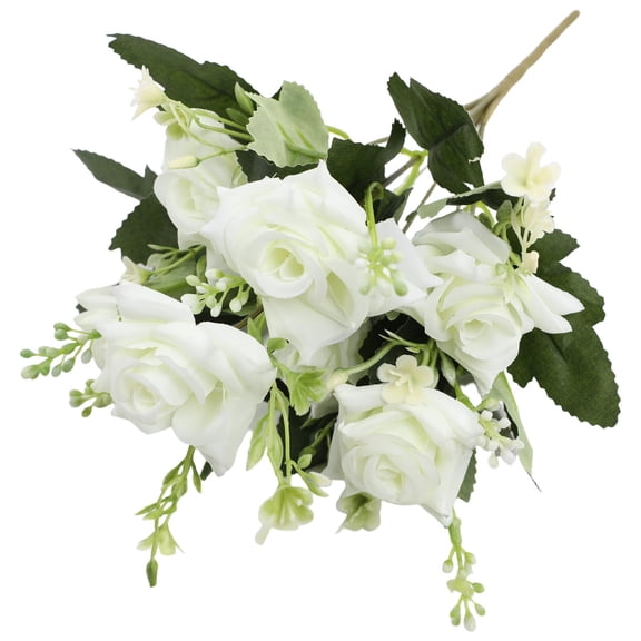 ZFSBZBS 1 Bundles 12.2 Inch Artificial Rose Flowers Hydrangea Bouquet Floral Arrangements Bulk for Vase Home Wedding Party Centerpiece,White